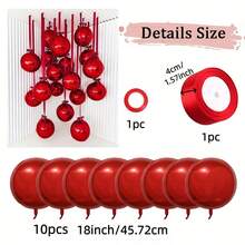 10pcs 18-Inch Deep Green 4D Balloons With Deep Green Polyester Ribbons And Shielding Paper, Portable For Room Decor, Party Decor, Wedding Decor, Family Gathering