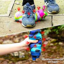 Botella de Agua Plegable de Silicona, 2 Piezas (Negro + Púrpura) con Válvula Antifugas, Sin BPA, para Gimnasio, Correr, Ciclismo, Senderismo y Viajes - negro+morado - Ver 8