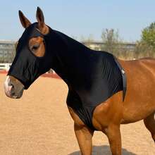 TGW RIDING Nylon Lycra Horse Head Cover, Zippered Mane Braid Shoulder Guard, Abrasion Resistant Horse Transport Head Cover, Stretchy Horse Head Cover