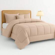 Lux Decor 5-Piece Comforter Set, Soft All-Season Bedding With Comforter, Bed Skirt, Decorative Pillow And Pillow Shams, Lightweight Breathable Hotel Style Bed Set For Bedroom, Guest Room And Home - 米色 - 查看 14