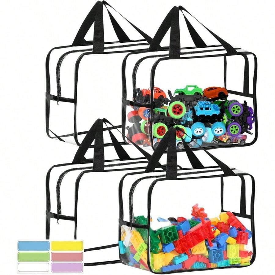 2 Paquetes De Bolsas Grandes Para Juguetes Con Etiquetas, Para Bloques De Construccin, Rompecabezas, Libros Para Nios 2PCS - L - 4PCS-L - Ver 1