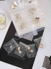 1 pieza Álbum de almacenamiento de joyas transparente y mate con 30 bolsas de almacenamiento antioxidantes, libro de almacenamiento de joyas, organizador de bolsas selladas, caja de almacenamiento de viaje para anillos, aretes, collares y otros accesorios, regalo de regreso a clases, regalo de viaje