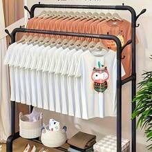 Senmeo Metal Twin Rod Clothes Rack 150-Lb Heavy-Duty Capacity, Portable With Wheels/Shelves/Hooks, Easy Assembly Space-Saving, Fit For Mall/Home Closet Storage - màu đen - Xem 7