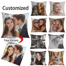 1 bucă Husă de pernă personalizată imprimată cu fotografii pe o singură față, husă de pernă personalizată pentru nuntă, cadou de cuplu, cadou de zi de naștere, cadou pentru cel mai bun prieten, cadou pentru mamă/tată (fără insert), personalizat, unic, cadouri ideale pentru el, pentru aniversări, pentru ziua mamei, pentru zile de naștere, pentru ziua îndrăgostiților, pentru ziua tatălui, pentru absolvirea, ziua copiilor, pentru absolvirea Inaugurare casă, canapea, pat, mașină, ceainărie, dormitor, baie, sufragerie, sufragerie