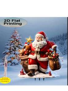 Estaca de jardín de Papá Noel de acrílico 2D con barba blanca - Mejor decoración navideña para el patio, sin batería, decoración navideña para el jardín - Multicolor - Ver 4