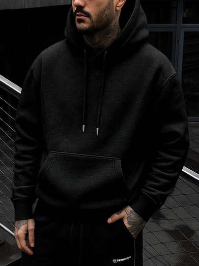 1 grauer Herren-Hoodie mit langen Ärmeln, einfarbig, geeignet für den Alltag und als Geschenk für Freunde, Herbst-/Winter-Sweatshirt