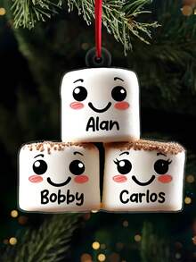 1 pièce Ornement de Noël personnalisé en forme de guimauve pour la famille Ornement de Noël souvenir personnalisé avec nom Mignon couple de guimauves Ornement pour enfants, parents, grands-parents Décoration unique Cadeau de Noël 2025 pour la famille, les amis, les couples et les bien-aimés Décorations de Noël Décoration de chambre Décoration d'automne Décorations de Noël Maison Décoration d'automne Maison Décoration de Noël