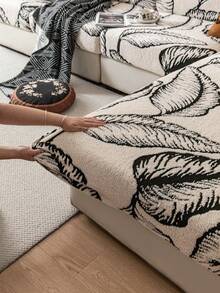 1pc Solid Color Teddy Fleece Sofa Cover, Elastic Wrap-Around, Warm & Comfortable, Simple Ins Style, Pet-Friendly, Non-Slip, Machine Washable, Suitable For L-Shaped Sofa 1/2/3/4 Seats, Living Room, Bedroom, Study