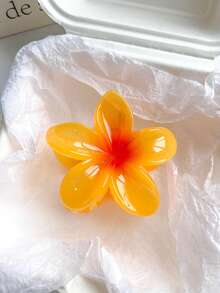 3pcs/1pc 7.5cm/2.95in Hibiscus Flower Jelly Color Hair Clips, White/Yellow/Blue, Lightweight Plastic Bathroom Hair Accessories, Suitable For Daily Outing, Casual, Party, Commute, Beach Holiday, Ponytail, Bun, Face Washing, Makeup, Outfit Matching Fashion Claw Clips Winter Hair Clutch