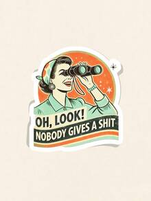 1pc Retro Sticker, Oh Look, Nobody Gives A , Gen X Sticker, Sarcastic Sticker, Funny Laptop Decal, Retro Sunset Sticker, Stickers For Tablet - Multicolor - View 8