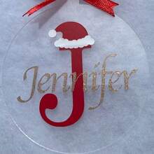 Ornament de Crăciun personalizat, din acrilic transparent, cu inițială/nume, un cadou minunat pentru familie, prieteni, colegi, angajați și multe altele! - Multicolor - Vizualizare 2