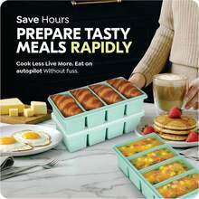 LAXDAMRE-Silicone Freezer Trays With Lids, 1-Cup Soup Container Style Cube Trays Freezer - Leakproof, Dishwasher,Oven , Stackable, Broth, Leftovers & Meal Prep, BPA 2 Pack-2025 - 1 - Xem 7