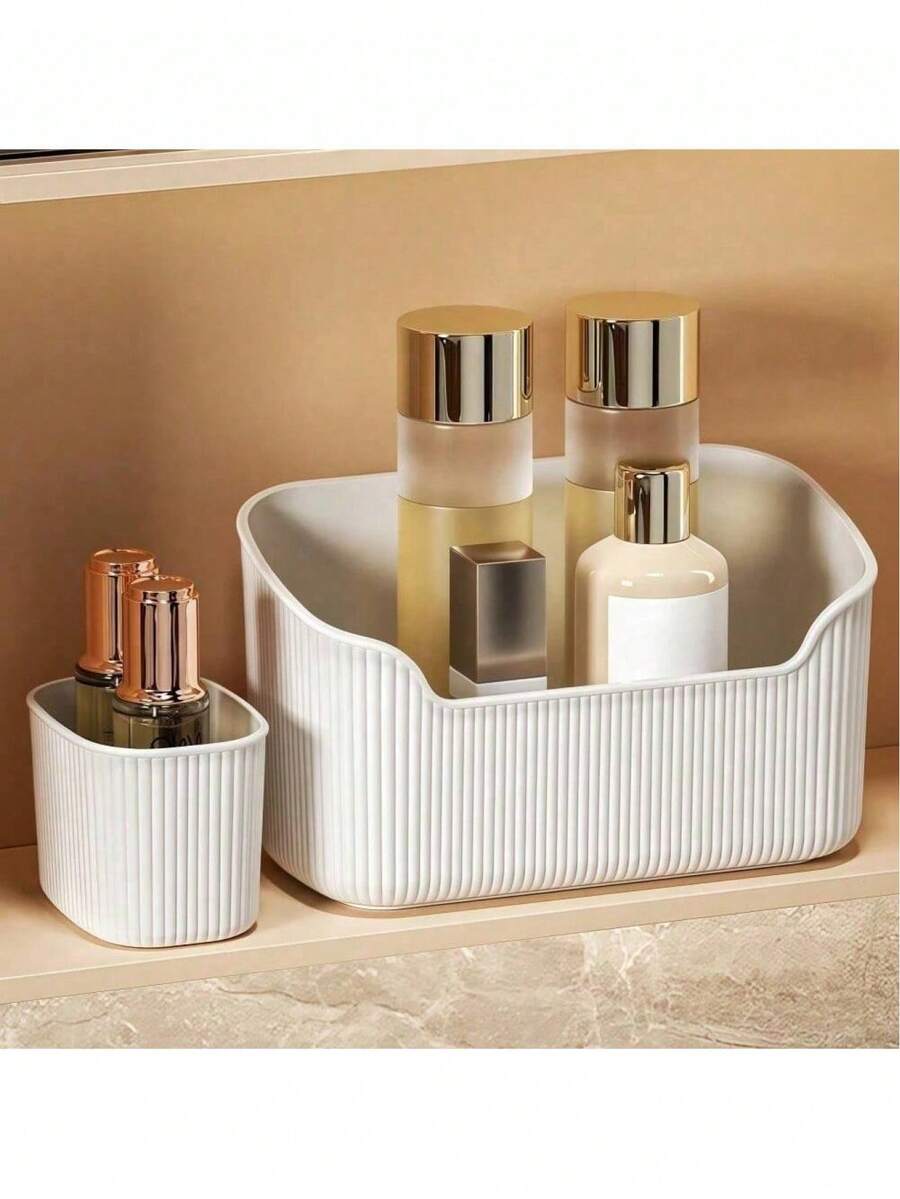 Organizador de Maquiagem para Banheiro (1 unidade), Caixa Organizadora de Produtos de Cuidados com a Pele para Mesa, Acessórios de Banheiro, Caixa Organizadora de Cosméticos Eficiente e que Economiza Espaço, Ideal para Quarto, Escritório, Banheiro, Controles Remotos, Artigos de Papelaria, Cosméticos e Decoração de Sala de Maquiagem - leitoso - Ver 1
