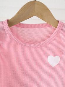 2pcs/Set Baby Girls' Sweet Outfit, White Collar Dress + Pink Heart Knitted Vest (Includes Heart Crossbody Bag), Princess Elegant & Cute Outfit For Daily Wear, Party, Gift - Multicolor - View 4