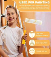 Paint Rollers, 6 Inch Mini Paint Roller With 10 Covers, Small Paint Roller For Painting Walls, Mini Rollers, Paint Roller Frame, Wall Painting Tool, Paint Supplies For House Painting