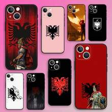 Custodia per telefono con bandiera albanese di Skanderbeg, compatibile con 16, 15, 14, 13, 12, 11, Plus, Pro Max, XS, X, XR, SE, Mini, 8, 7, in morbido silicone nero. Custodia compatibile anche con i modelli Galaxy S17 Pro, S17 Pro Max, S17.