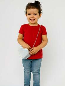 Holographic Heart Shaped Kids Bag, Fashion Modern, Colorful, Light And Fun For Kids - Holographic Silver - View 3