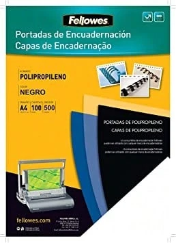  Fellowes 54772 - Capas de encadernação em polipropileno, A4, pretas