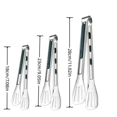 1pc 304 Stainless Steel Food Tongs, Suitable For Barbecue, Buffet And Cooking, Non-Slip And Heat Resistant, Essential Kitchen Tool