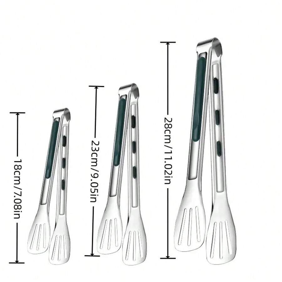 1pc 304 Stainless Steel Food Tongs, Suitable For Barbecue, Buffet And Cooking, Non-Slip And Heat Resistant, Essential Kitchen Tool