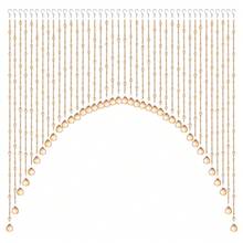 Arched Crystal Beaded Curtain Fringe Hippie Room Divider Hanging Door String Curtain For Doorway Window Hallway Home Decor - Champagne - View 1