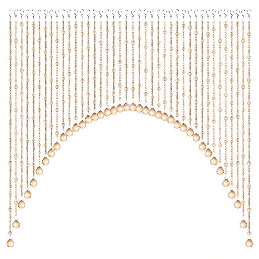 Arched Crystal Beaded Curtain Fringe Hippie Room Divider Hanging Door String Curtain For Doorway Window Hallway Home Decor - Champagne - View 1