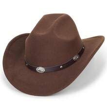 Women Sparkly-Rhinestone Western-Cowgirl-Hat Glitter-Bling Cowboy-Hat Felt-Rodeo-Hat For Disco-Party Medium/Large{"Size":"Medium-Large","Color":"Concho-RodeoBrown"} - Concho-rodeoBrownMediumLarge - View 1