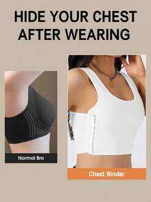 1pc Wireless Chest Binder For Women, Chest Shaping Breathable Seamless Bra Inner Wear, Summer - White - View 2