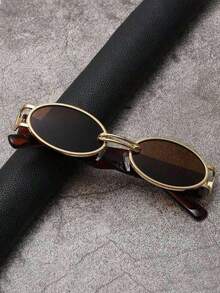 1pc Unisex Oval Retro Tawny Fashion Glasses, Classic Stylish Simple PC+Metal Frame, Outdoor Casual Face-Flattering Fashion Glasses, 8036/Tawny, 1 Piece Halloween Beach Accessories Glasses Shades Looks Street Style And Suit Sweater Sweatshirt Hoodie Leather Pants And Cargo Pants Summer Beach Vacation,Outdoor,Travel - 棕色 - 查看 1