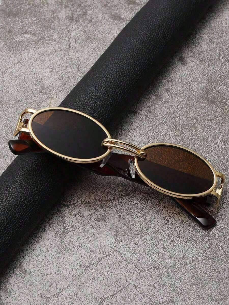 1pc Unisex Oval Retro Tawny Fashion Glasses, Classic Stylish Simple PC+Metal Frame, Outdoor Casual Face-Flattering Fashion Glasses, 8036/Tawny, 1 Piece Halloween Beach Accessories Glasses Shades Looks Street Style And Suit Sweater Sweatshirt Hoodie Leather Pants And Cargo Pants Summer Beach Vacation,Outdoor,Travel - 棕色 - 查看 1