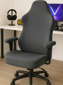 Luxury Quilted Gaming Chair Cover - Dark Grey - View 5