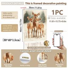 1 Peça Pintura de Rena Rudolph de Natal, Cervo de Natal Caprichoso, Arte de Parede de Natal com Nariz Vermelho, Pôster Vintage Atmosférico de Rudolph, Arte Rústica, Arte em Tela, Pôsteres para Quarto, Decoração Doméstica, Decoração de Quarto Estética, Itens de Decoração de Quarto. Moldura Opcional