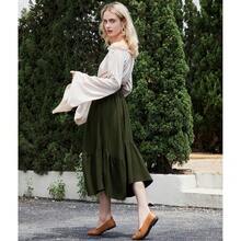 American  Women's Renaissance Pirate Skirt Medieval Long Flowy Maxi Skirt For Ren Faire Halloween Outfit With Pockets{"Color_name":"ArmyGreen","Size_name":"Medium"} - 軍綠色 - 查看 5