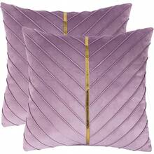 Navy Blue Velvet Throw Pillow Covers 18 X 18 Inch Pack Of 2 With Gold Leather Decor For Couch, Luxury Modern Pillowcases For Living Room, Bedroom Sofa Cushion Bed - 紫色 - 查看 1