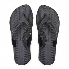 Men's Non-Slip Tire Style Flip-Flops Made Of Durable Rubber, Comfortable Everyday - Black - View 9