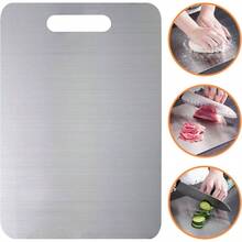 Tabla de cortar de acero inoxidable Tabla de cortar de cocina para carne, fruta y verdura Tabla de cortar multifuncional de cocina 34 * 23cm Mediana 34 * 23cm - 18 cm de largo x 15 cm de ancho - Ver 9