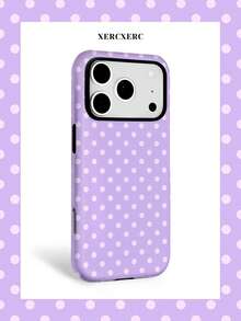 xercxerc Polka Dot Pattern 2-In-1 Hard PC Outer & Soft TPU Inner Layer, Large Window, Matte & Glossy Finish For IPhone 11, 12, 13, 14, 15, 16, 17 Pro, Pro Max, Air - 紫色 - 查看 2