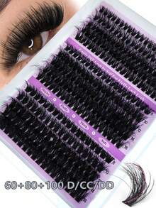 HBZGTLAD 15 khay 280 cụm lông mi giả mịn 60+80+100 sợi 0,07mm, lông mi chồn tổng hợp mịn, độ dài hỗn hợp 12-20mm, mi riêng lẻ 5D của Nga, trang điểm lông mi giả dày rậm cụm - màu đen - Xem 10