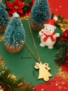 MONALLY Collar colgante de campana navideña para mujeres con decoración de corona festiva, perfecto como regalo navideño. Campana a rayas rojas y blancas con cadena dorada de acero inoxidable