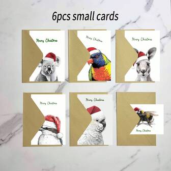 6 st charmiga julkort med djurtema, lämpliga för födelsedagar, Halloween, jul och andra tillfällen, mångsidiga kort, perfekt födelsedag, julklapp till familj, vänner och kollegor