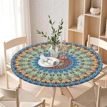 Water-Resistant Round Tablecloth With Elastic Edge For 40-44" Tables - Daily-mandala - View 4