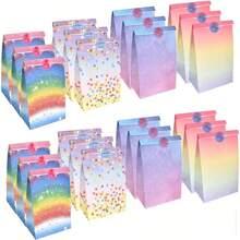 24PCS Party Gift Bag With Thank You Stickers Wrapping Gift Paper Bags For Girls Boys Birthday Bags Party Bags Wedding Favor Bags