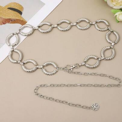 سلسلة خصر نسائية عصرية جديدة، سلسلة خصر معدنية هندسية مجوفة، سلسلة خصر سبيكة زنك بوهيمية، مناسبة لجميع المواسم