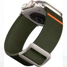 Brazaletes deportivos elsticos de nylon para hombres, compatibles con Ultra 2 BandUltra Band 49mm, Series 1098654321SE 42mm44mm45mm46mm49mm - Verde militar/Titanio - Ver 1