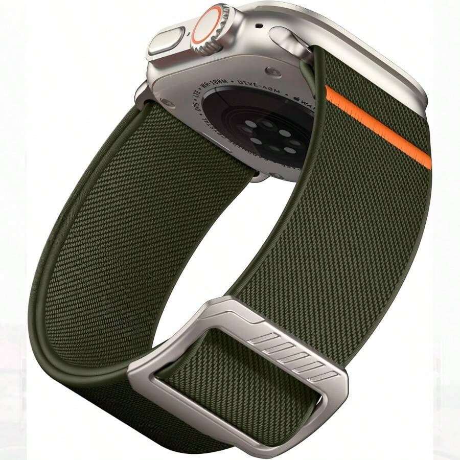 Brazaletes deportivos elsticos de nylon para hombres, compatibles con Ultra 2 BandUltra Band 49mm, Series 1098654321SE 42mm44mm45mm46mm49mm - Verde militar/Titanio - Ver 1