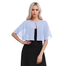 Women's Soft Chiffon Capelets Shawls And Wraps For Evening Wedding Cape Bole Cover Up{"Color_name":"LightBlue"} - 淺藍色 - 查看 1