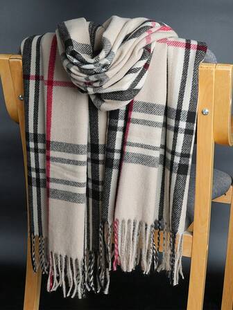 1 st 200*70 cm klassisk varm sjal, tjock och extra stor moderiktig rutmönstrad unisex sjal/halsduk, lämplig för luftkonditionerade rum, alla årstider, tjock modell, muslimsk hijab, färgglada alternativ: blå, kaffe, brun, rosa, grå, svart, vinröd, rektangulär form, ny design för klänning