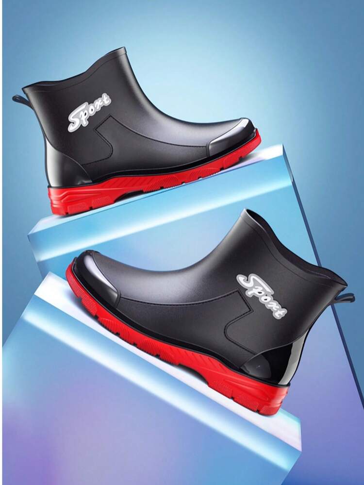 Herren Mode rutschfeste Regenstiefel - Neue wasserdichte Gummistiefel (Knöchelhoch und Knöchelhoch) | Geeignet für Lieferfahrer, Bauarbeiter, Outdoor-Angeln und Gärtnern | Schmutzabweisend, leicht zu reinigende Arbeitsstiefel für Bauernhof, Zucht, Wassersport und Regentage - Rot - Übersicht 8