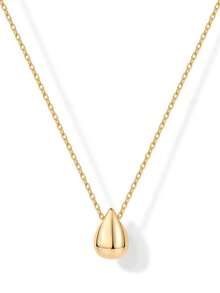 1pc 14K Gold Plated Elegant Pear-Shaped Teardrop Pendant Necklace (For Women)