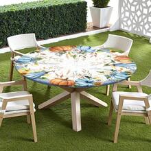 Water-Resistant Round Tablecloth With Elastic Edge For 40-44" Tables - Autumn-thanksgiving - View 3